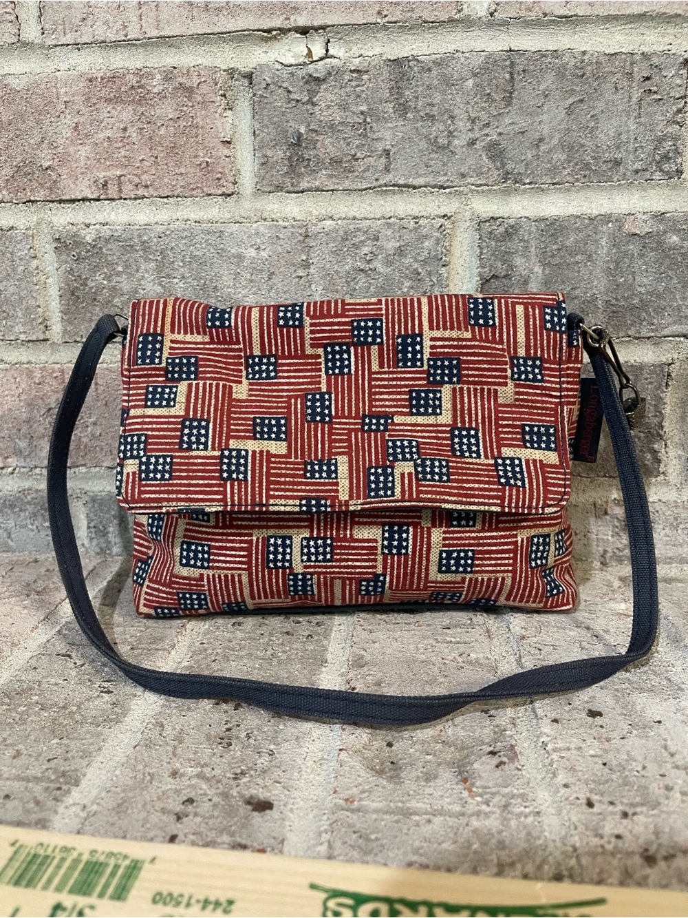 Longaberger Red and Navy American Flag Patchwork Crossbody Bag